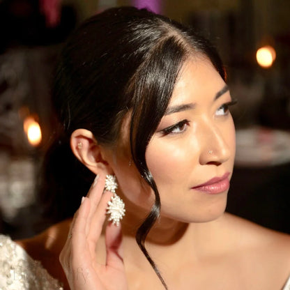 Jasmine Pearl Starburst Bridal Earrings In Gold And Silver