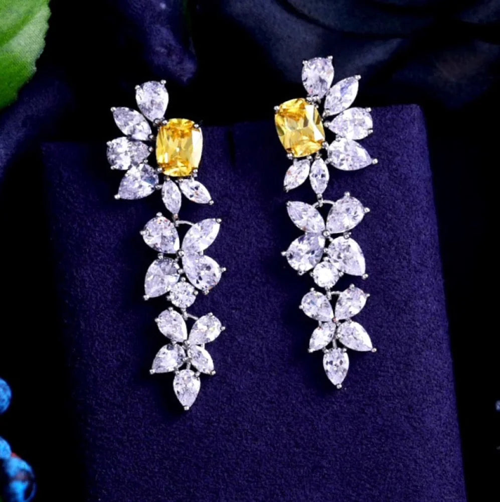 Jayla Yellow Cubic Zirconia Wedding Earrings