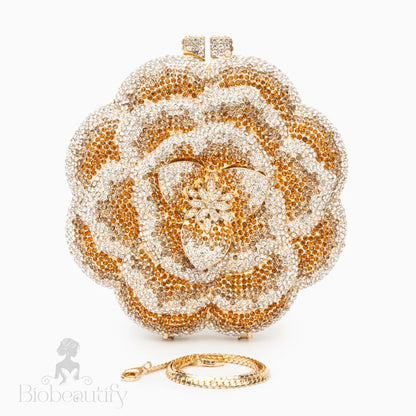 Jeline Gold Flower Clutch Bag