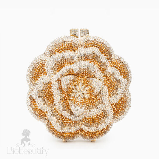 Jeline Gold Flower Clutch Bag