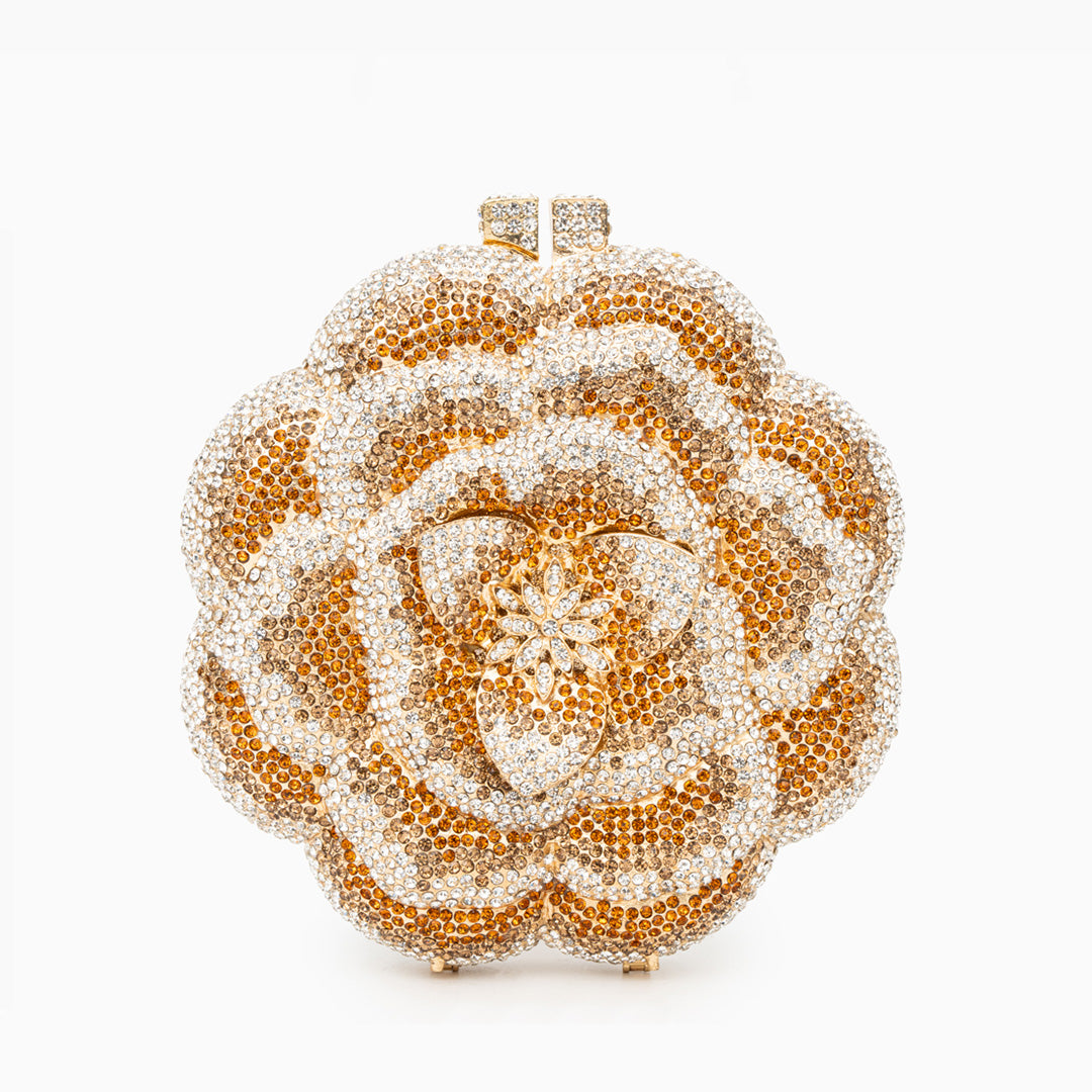 Jeline Gold Flower Clutch Bag