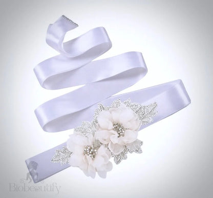 Wedding Accessories - Silk Flowers Crystal Bridal Belt/Sash