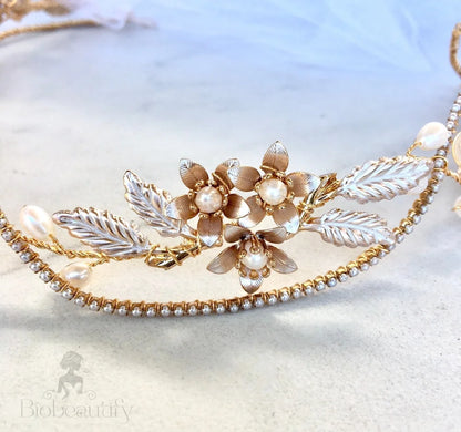 Johanna Gold Pearl Wedding Headband