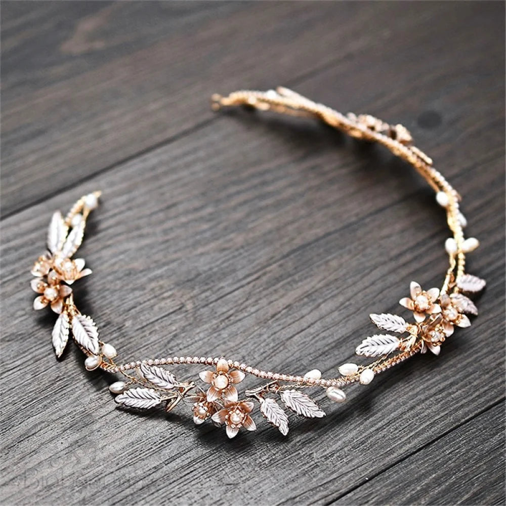 Johanna Gold Pearl Wedding Headband