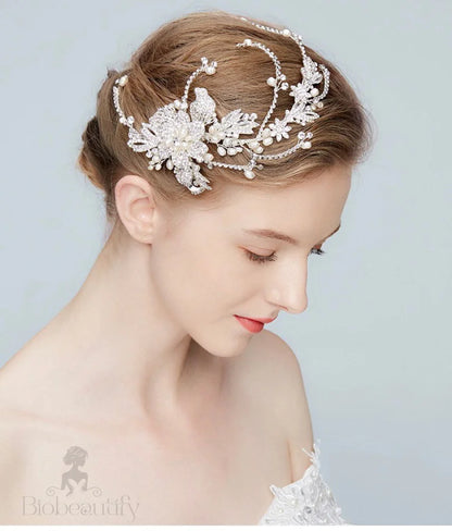 Jolene Handmade Wedding Hair Comb With Austrian Crystals And White Pearls