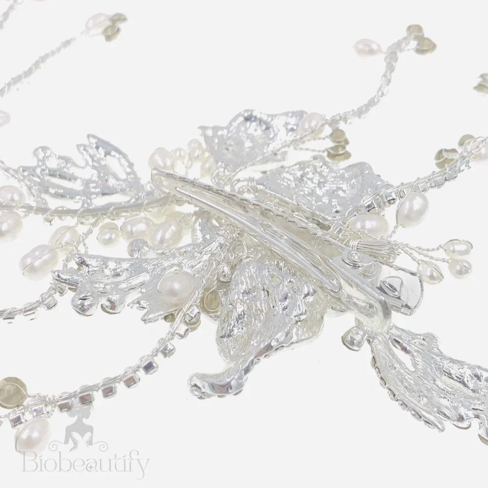 Jolene Handmade Wedding Hair Comb With Austrian Crystals And White Pearls