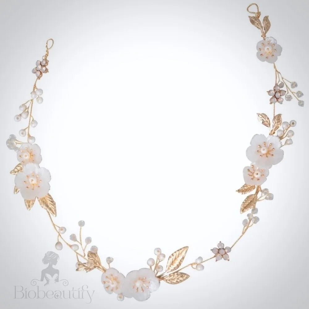 Jolie Gold Opal Pearl Bridal Headband