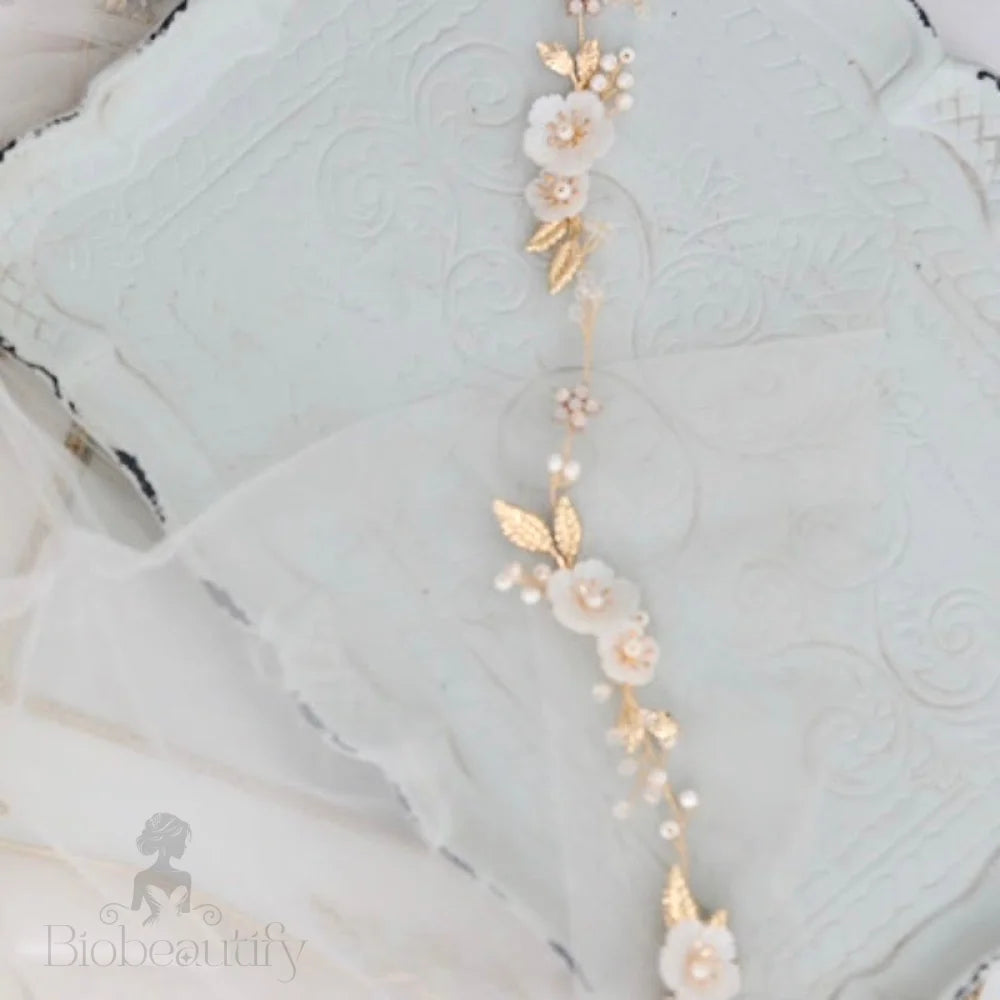 Jolie Gold Opal Pearl Bridal Headband