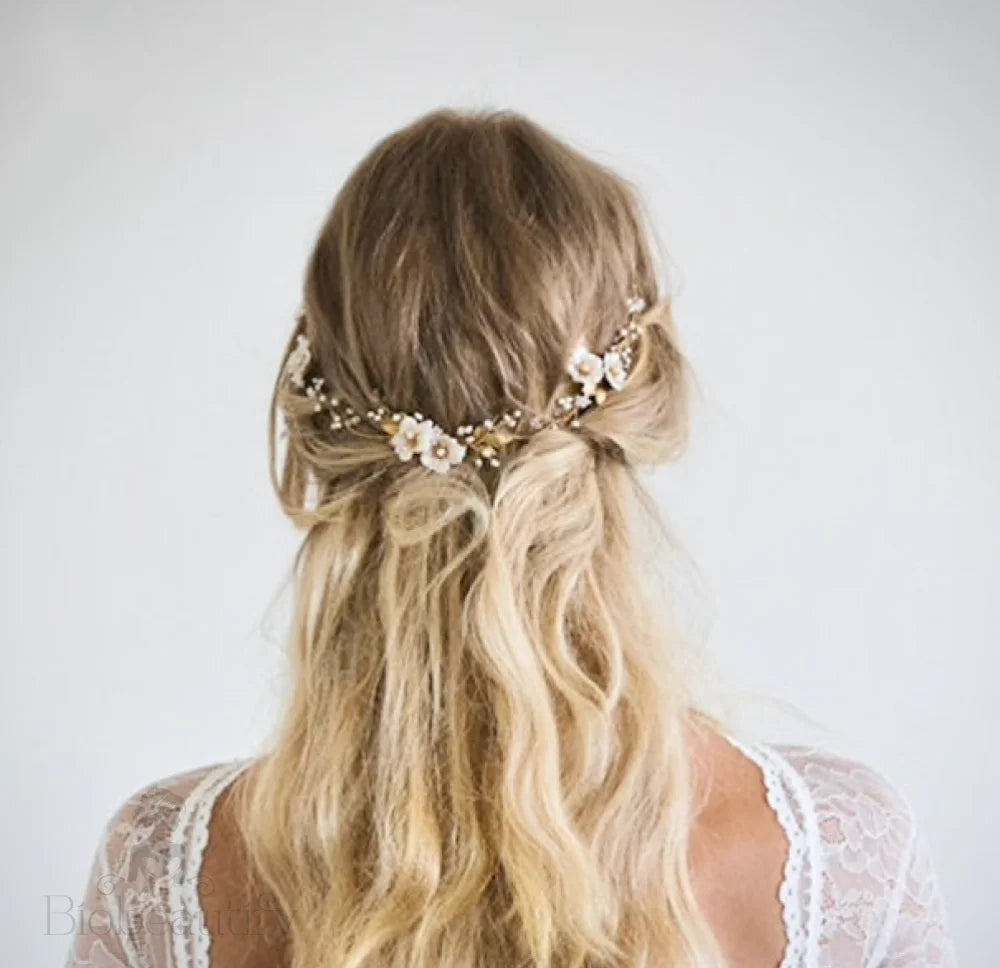 Jolie Gold Opal Pearl Bridal Headband