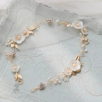 Jolie Gold Opal Pearl Bridal Headband