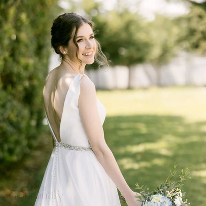 Jordan Silver Pearl Crystal Bridal Sash