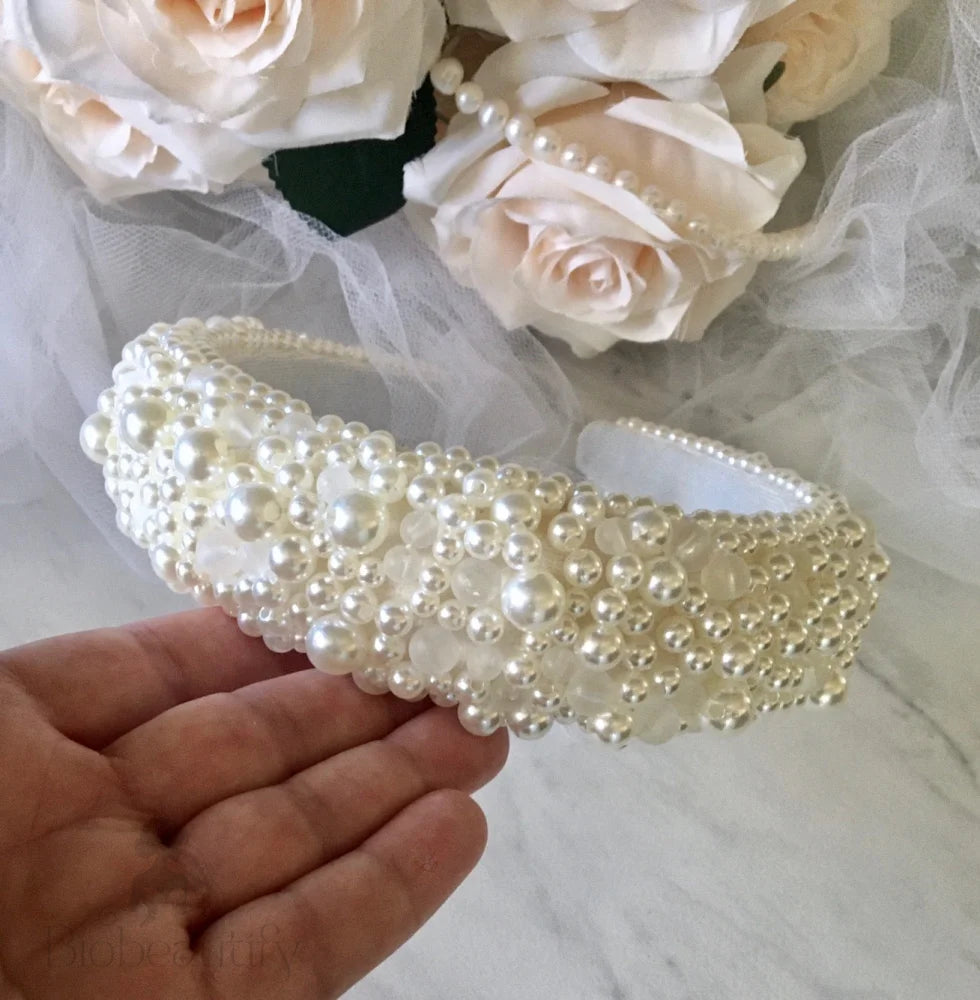 Joselynn Velvet Pearl Bridal Headband