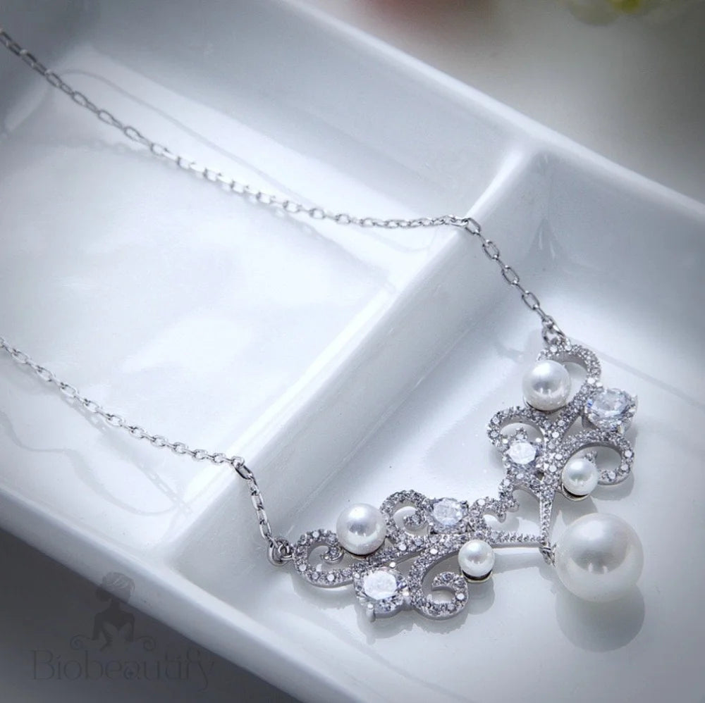 Joy Pearl And Zirconia Bridal Necklace