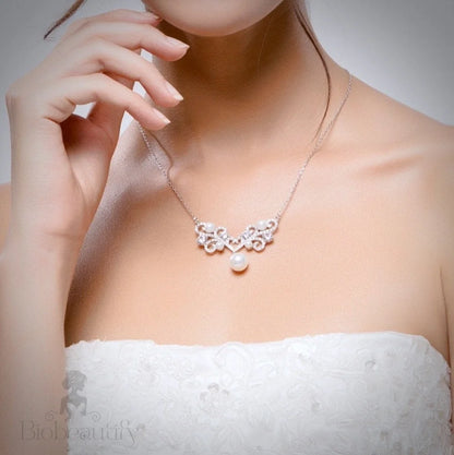 Joy Pearl And Zirconia Bridal Necklace