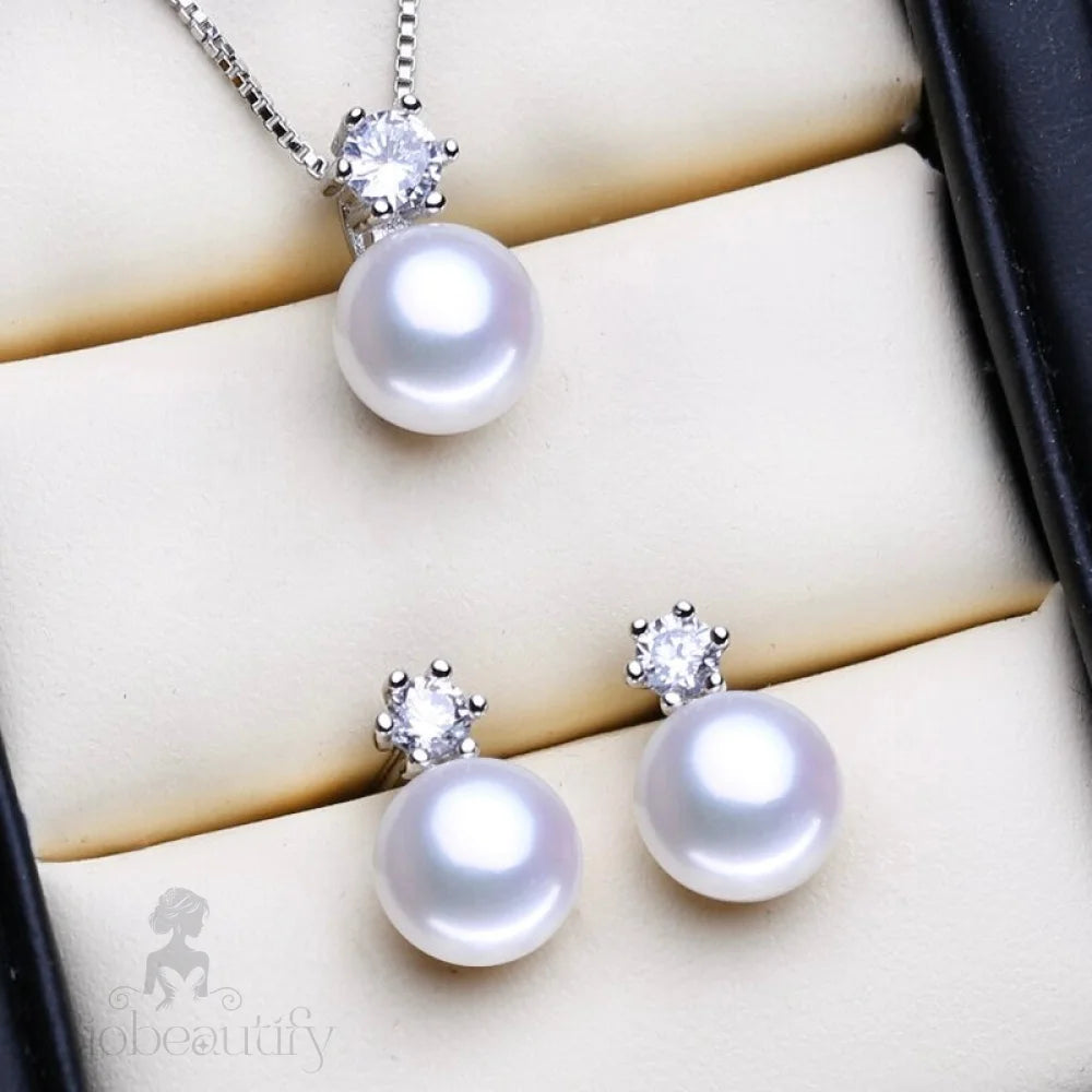 Juniper Freshwater Pearl Sterling Silver Bridal Jewelry Set