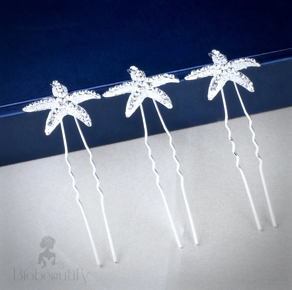 Kailani Crystal Sea Star Hair Pin Set Of 5