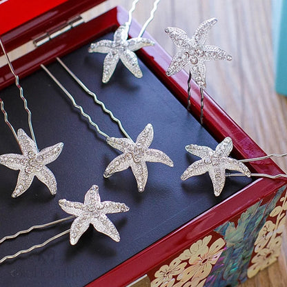 Kailani Crystal Sea Star Hair Pin Set Of 5