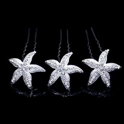 Kailani Crystal Sea Star Hair Pin Set Of 5