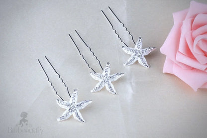 Kailani Crystal Sea Star Hair Pin Set Of 5