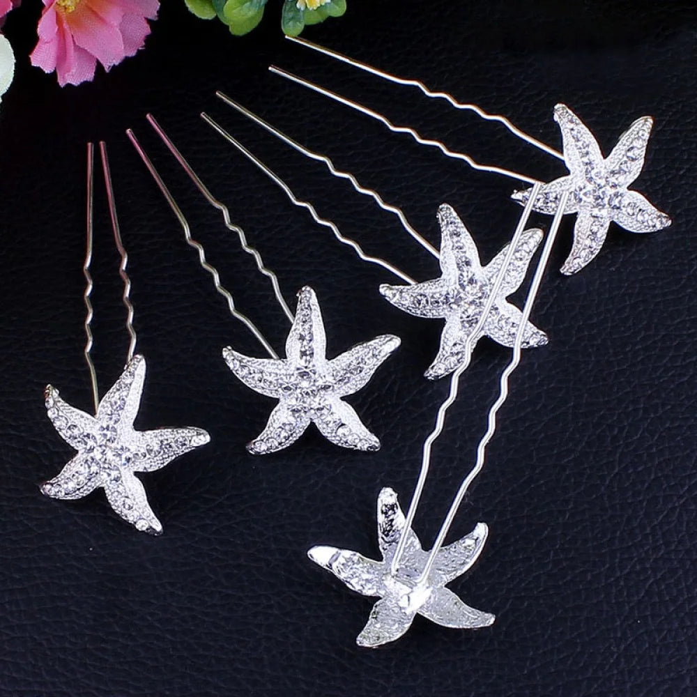 Kailani Crystal Sea Star Hair Pin Set Of 5