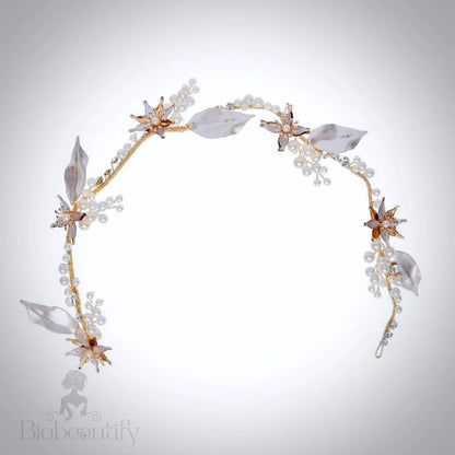 Kala Gold Pearl And Crystal Wedding Headband