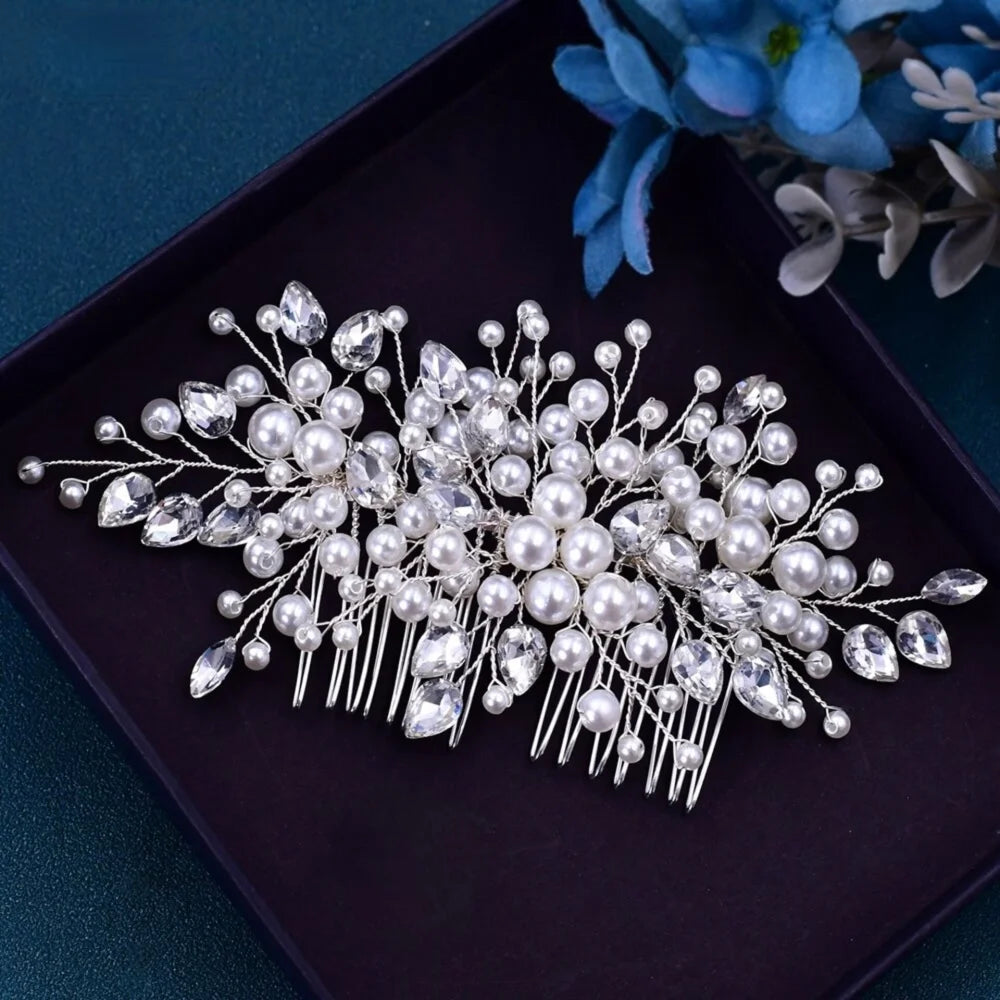 Kalani Pearl Crystal Bridal Hair Comb