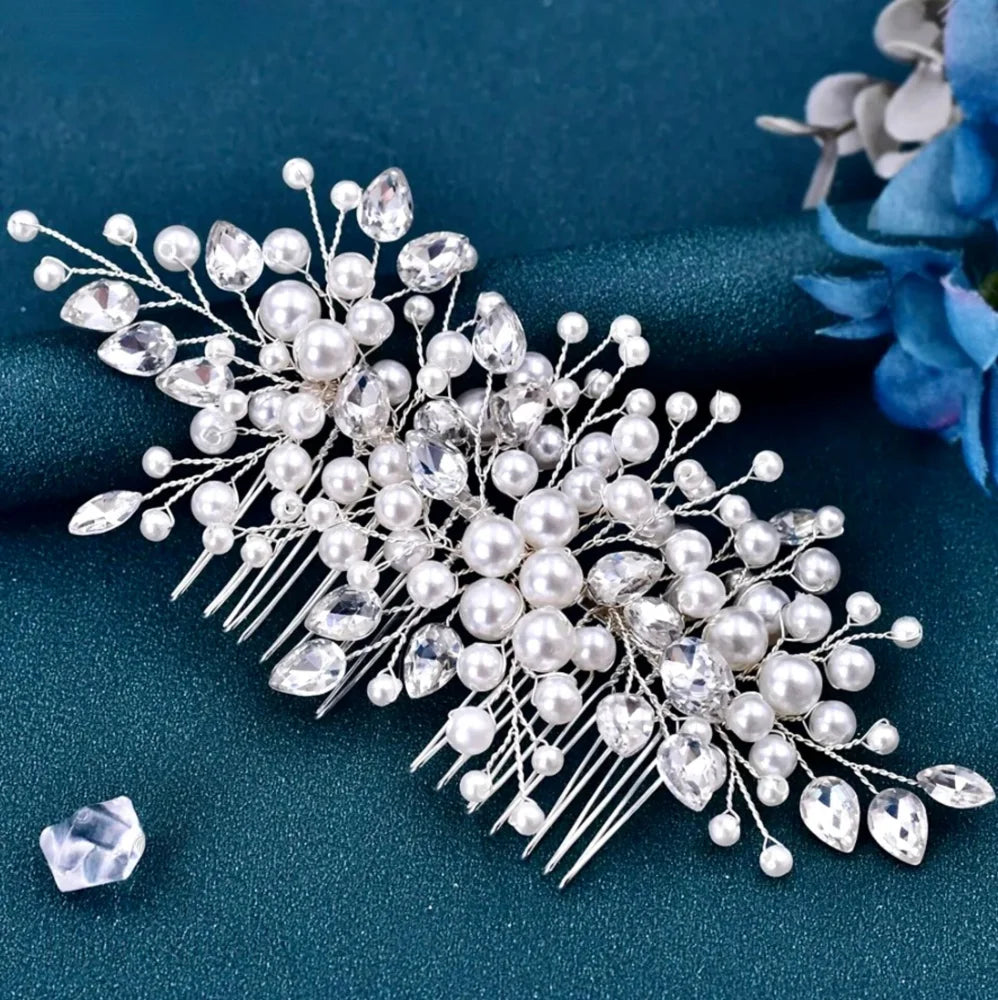 Kalani Pearl Crystal Bridal Hair Comb