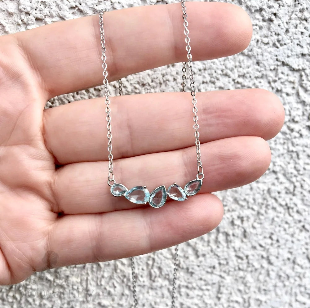 Kaley Minimalist 925 Sterling Silver Aquamarine Necklace