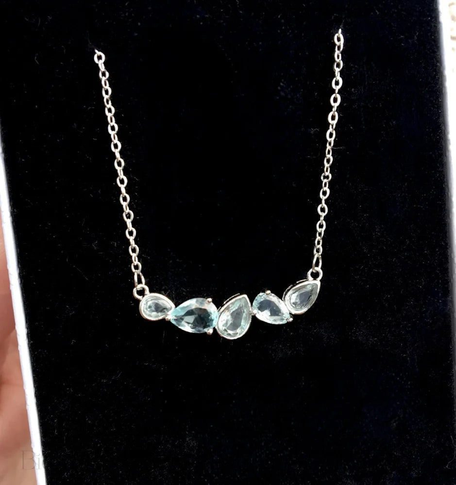 Kaley Minimalist 925 Sterling Silver Aquamarine Necklace