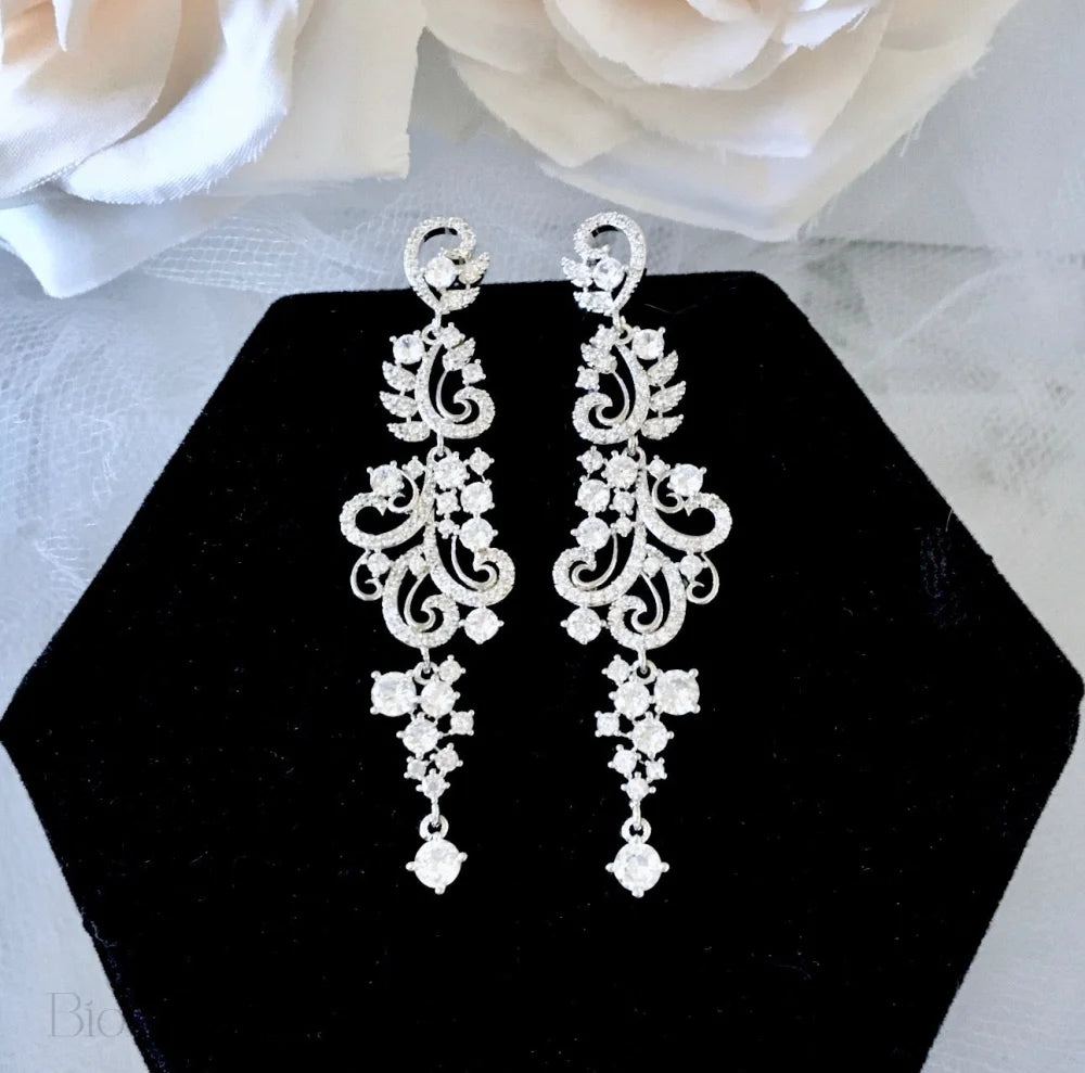 Kamea Silver Cz Bridal Earrings