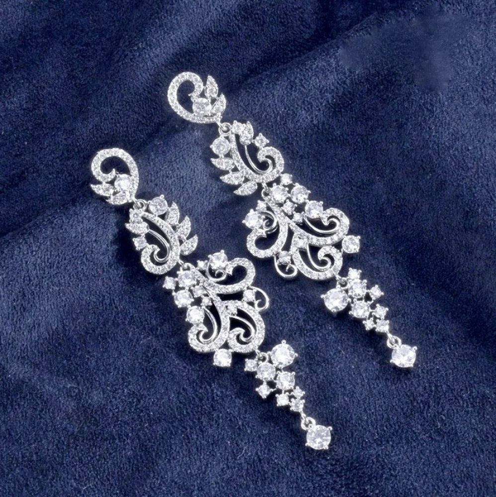 Kamea Silver Cz Bridal Earrings