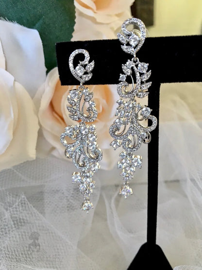 Kamea Silver Cz Bridal Earrings