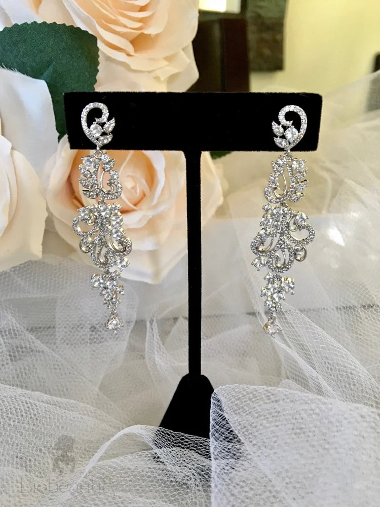 Kamea Silver Cz Bridal Earrings