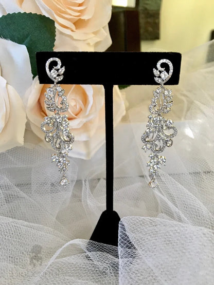 Kamea Silver Cz Bridal Earrings