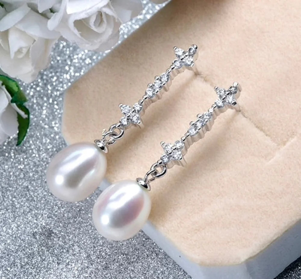 Kamila Freshwater Pearl Sterling Silver Bridal Earrings