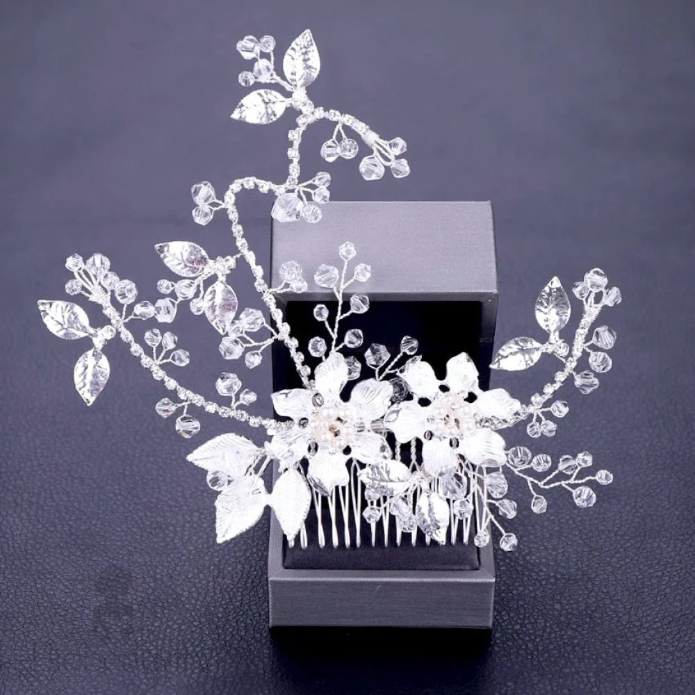 Kara Pearl And Crystal Hair Comb For Brides - Gold Silver Options