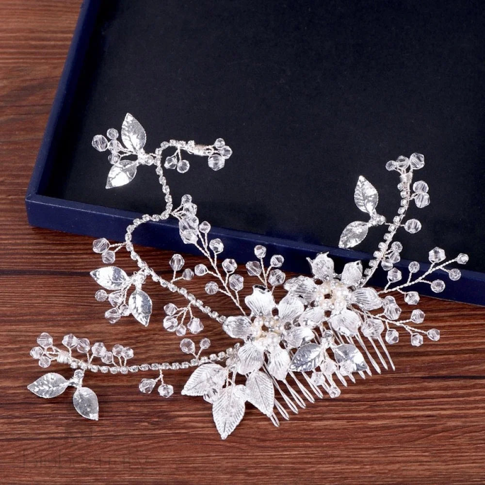 Kara Pearl And Crystal Hair Comb For Brides - Gold Silver Options