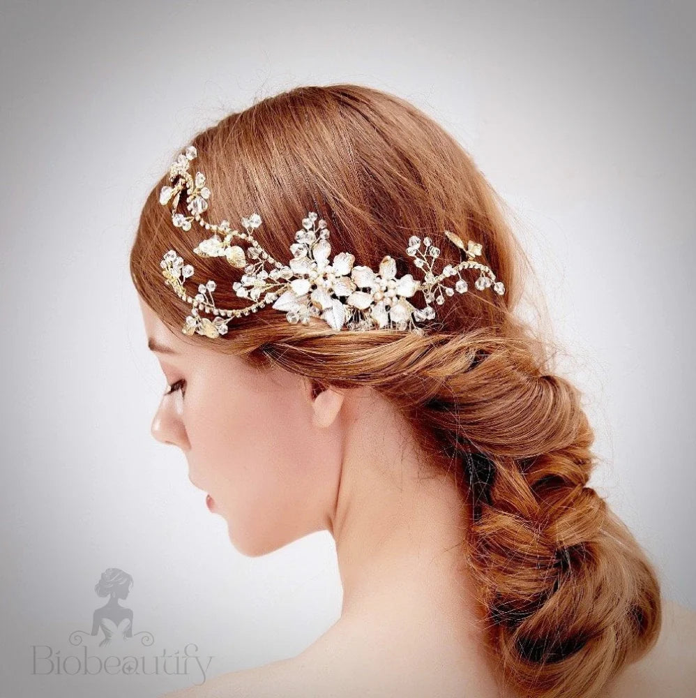 Wedding Hair Accessories - Pearl and Crystal Bridal Hair Comb - Available in Gold and Silver