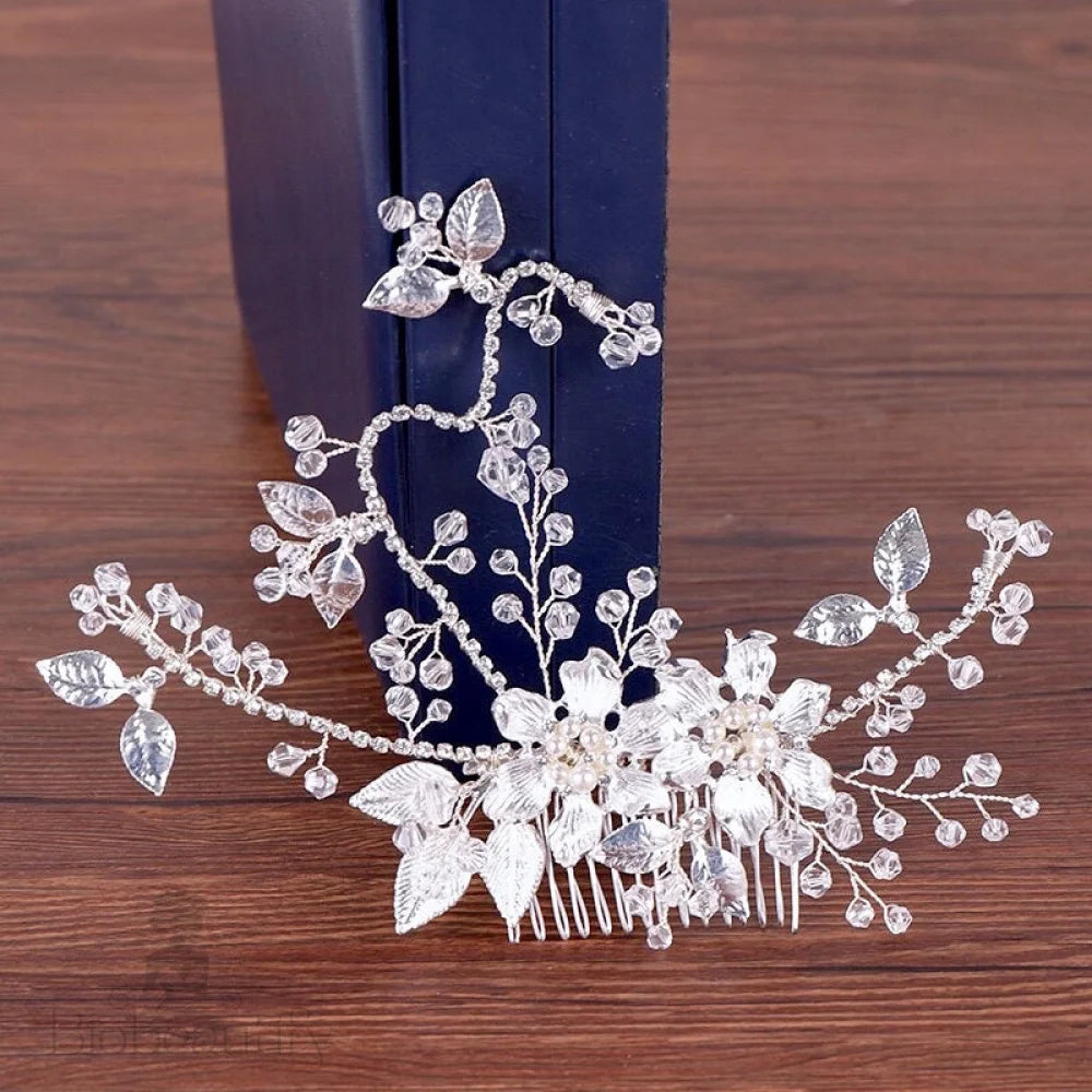 Kara Pearl And Crystal Hair Comb For Brides - Gold Silver Options