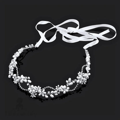 Karen Silver Pearl Crystal Bridal Headband