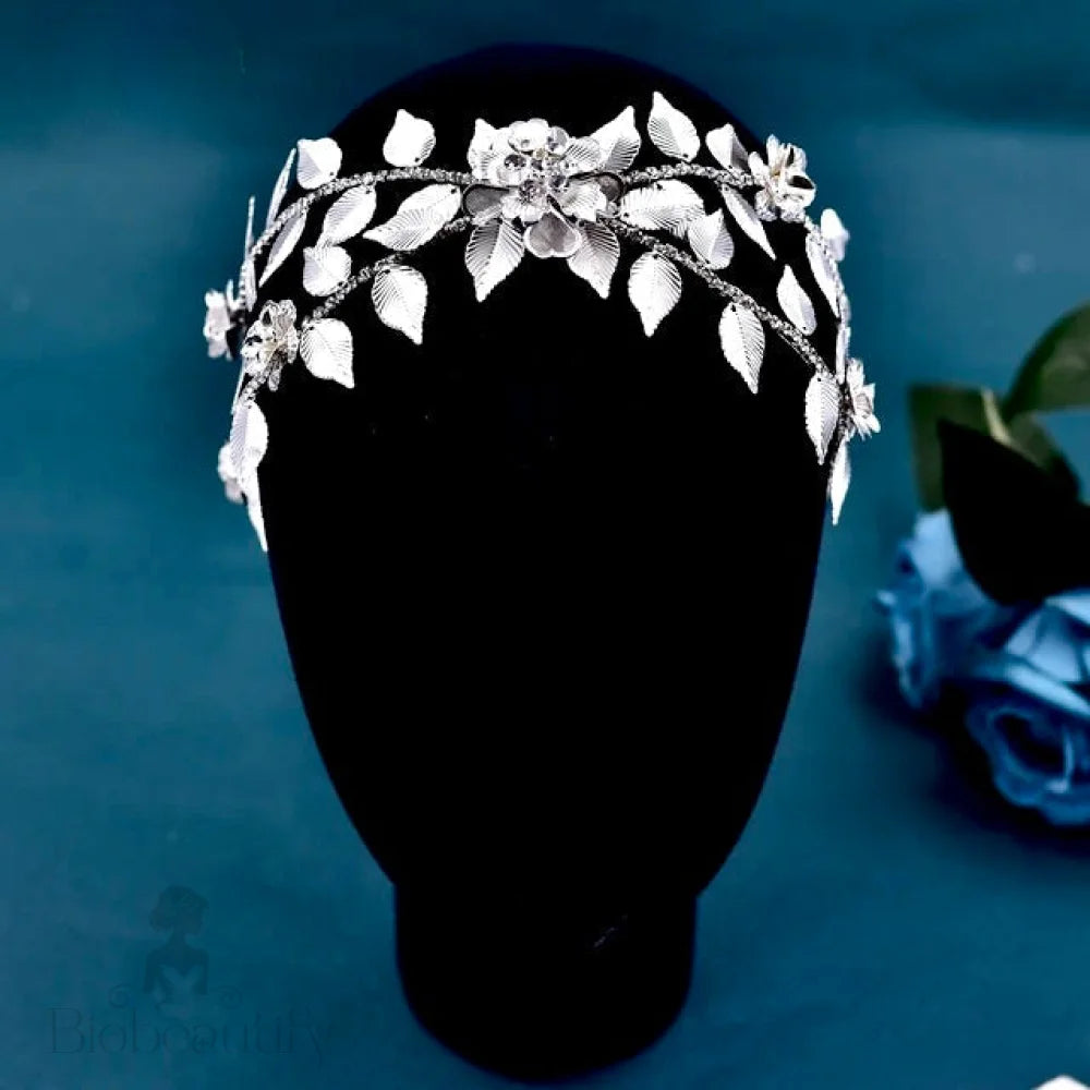 Karena Silver Crystal Bridal Headpiece