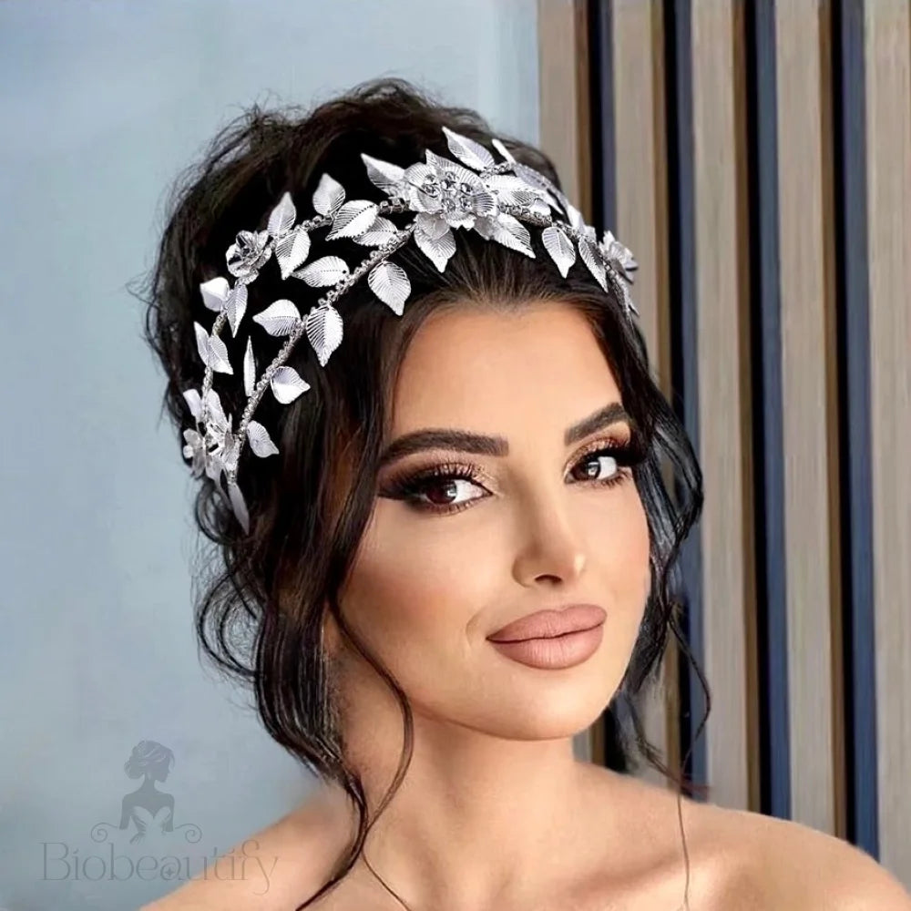 Karena Silver Crystal Bridal Headpiece