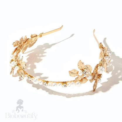 Kariani Gold Pearl Bridal Headpiece