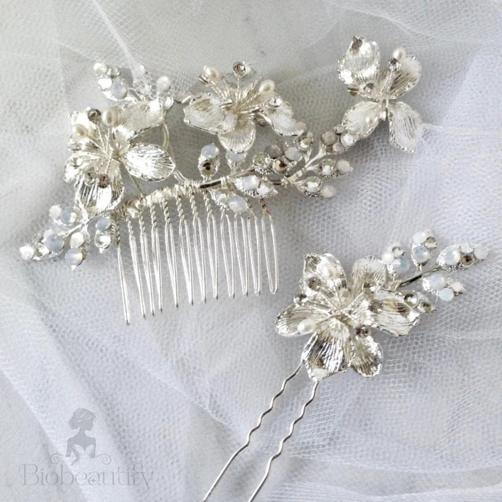 Karie Swarovski Opal Bridal Hair Comb And Pin