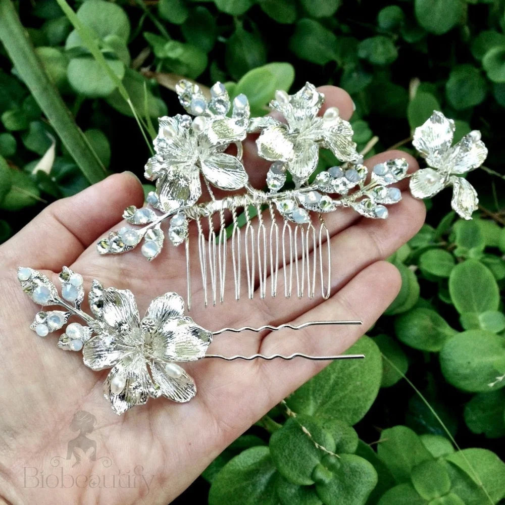 Karie Swarovski Opal Bridal Hair Comb And Pin