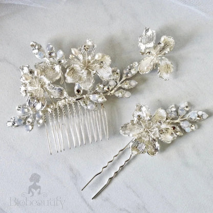 Karie Swarovski Opal Bridal Hair Comb And Pin