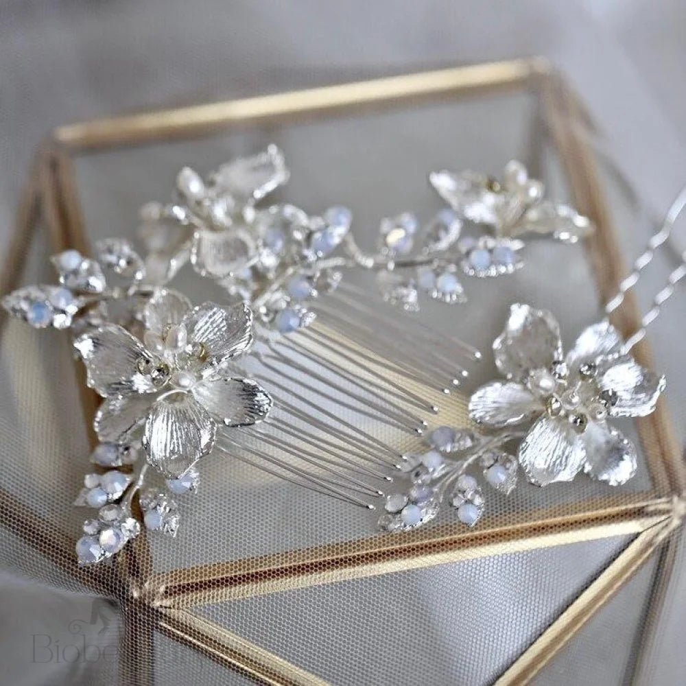 Karie Swarovski Opal Bridal Hair Comb And Pin