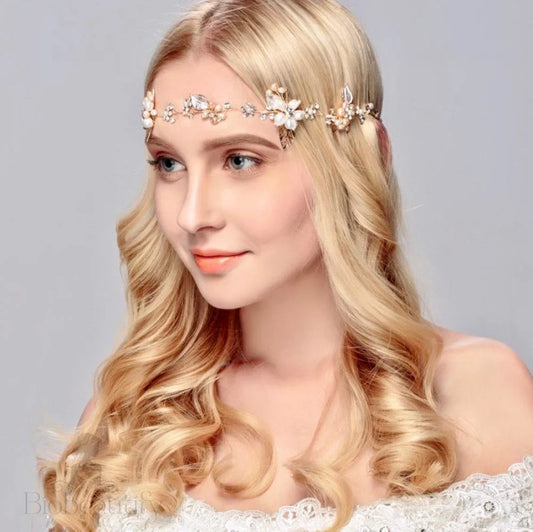 Wedding Hair Accessories - Pearl and Crystal Bridal Headband - Available in Gold and Silver