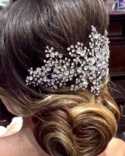 Kassia Silver Cz Bridal Hair Accessory