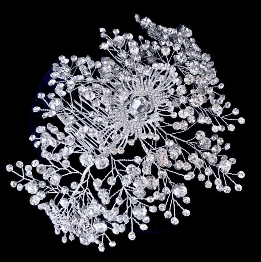 Kassia Silver Cz Bridal Hair Accessory